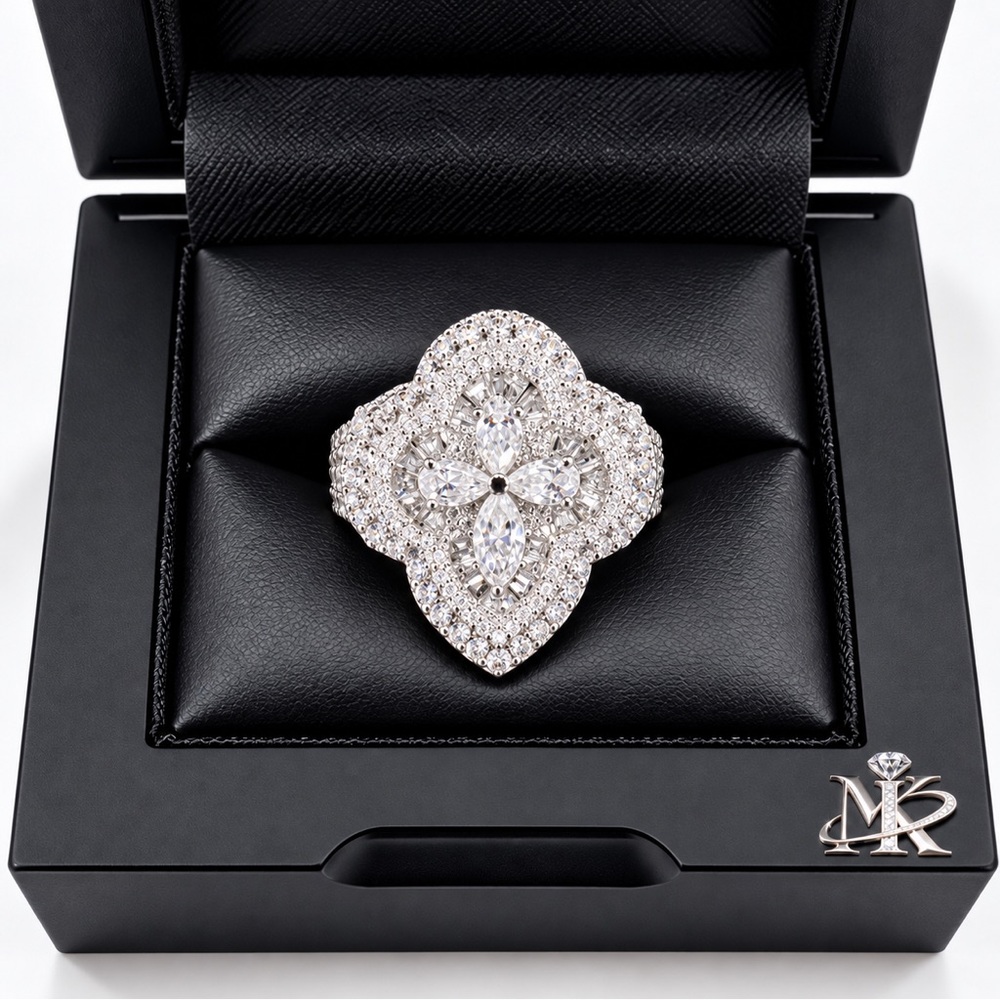 925 Sterling Silver 7.71CTW MOISSANITE Cross Men’s Ring Size 11